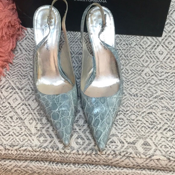 Dolce & Gabbana light blue alligator sling back - Picture 2 of 6